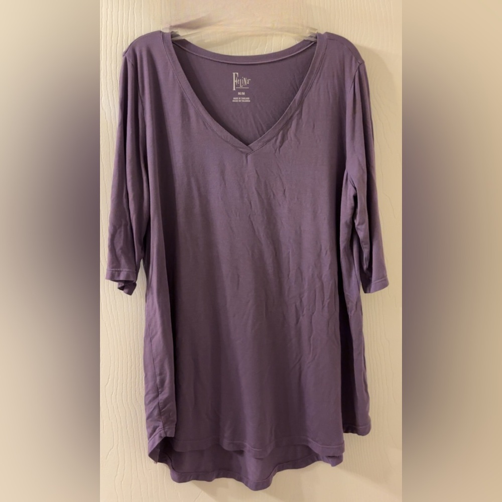 FELINA 
2 Shirts!! 
Black And a Purple 3/4 Sleeve Oversized Tunics